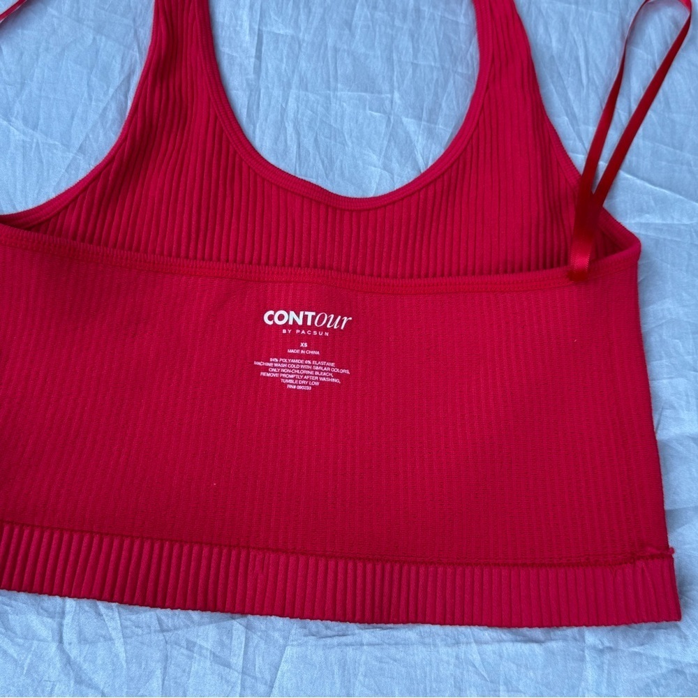Red Ribbed Crop Top - Picture 7 of 10